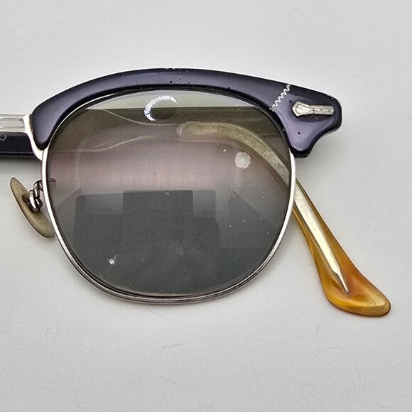 Shuron 1/10 12K G.F. Black White Gold Horn Rimmed Aluminum Eyeglasses Frame 44mm - Picture 15 of 16